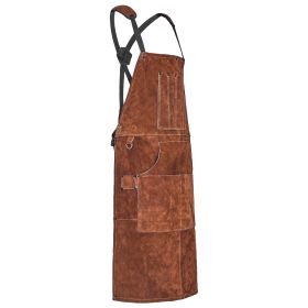 Leather Welding Work Apron, Heavy Duty Cowhide Flame Resistant Welding Apron
