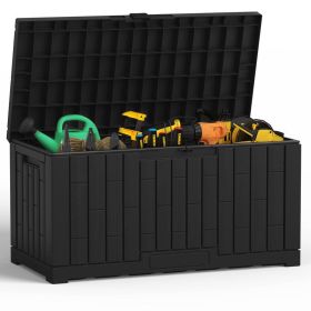 60 Gallon Deck Box, Lockable Resin Outdoor Storage Box with Hundles, UV Resistant Waterproof Storage Bin for Patio Cushions Gardening Tools, Blac