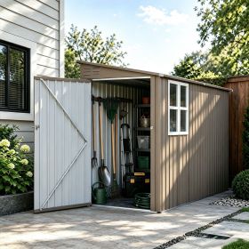 4*9FT Olive Grey Outdoor Metal Storage Shed