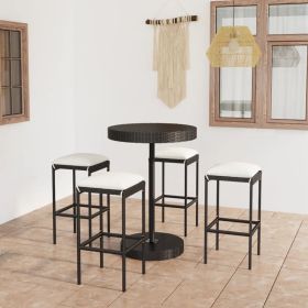 Garden Bar Set Black PE rattan, powder-coated steel Standard