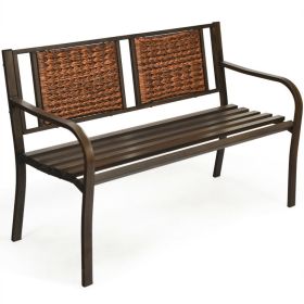Patio Garden Bench with Powder Coated Steel Frame
