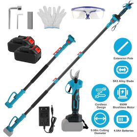 2-In-1 Electric Pruning Shear with Extension Pole 21V 4.0Ah Batteries Powered Cordless Pruner Reach 13FT High 0.98in Cutting Diameter for Tree Tr
