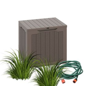 Storage Box with Lockable Lid for Use Indoor & Outdoor (Color: Brown, Type: Storage Box)