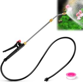 Pump Action Pressure Sprayer Wand Universal, Retractable 24" Stainless Steel Replacement Sprayer Wand with PVC Replacement Hose & Shut off Valve (size: 11.4 In)