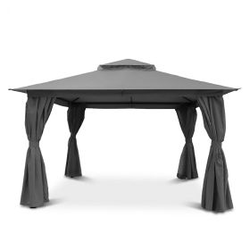Outdoor Patio Gazebo, Roman Canopy Tent Shelter with Mosquito Netting and Privacy Sidewalls, PA-Coated Heavy Duty Frame for Backyard Garden, Gray (Color: Gray, size: 12*12)