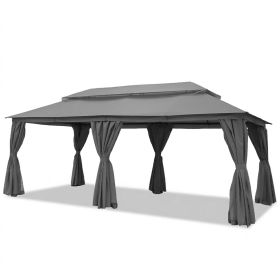 Outdoor Patio Gazebo, Roman Canopy Tent Shelter with Mosquito Netting and Privacy Sidewalls, PA-Coated Heavy Duty Frame for Backyard Garden, Gray (Color: Gray, size: 10*20)