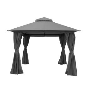 Outdoor Patio Gazebo, Roman Canopy Tent Shelter with Mosquito Netting and Privacy Sidewalls, PA-Coated Heavy Duty Frame for Backyard Garden, Gray (Color: Gray, size: 10*10)